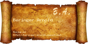 Beringer Arnold névjegykártya